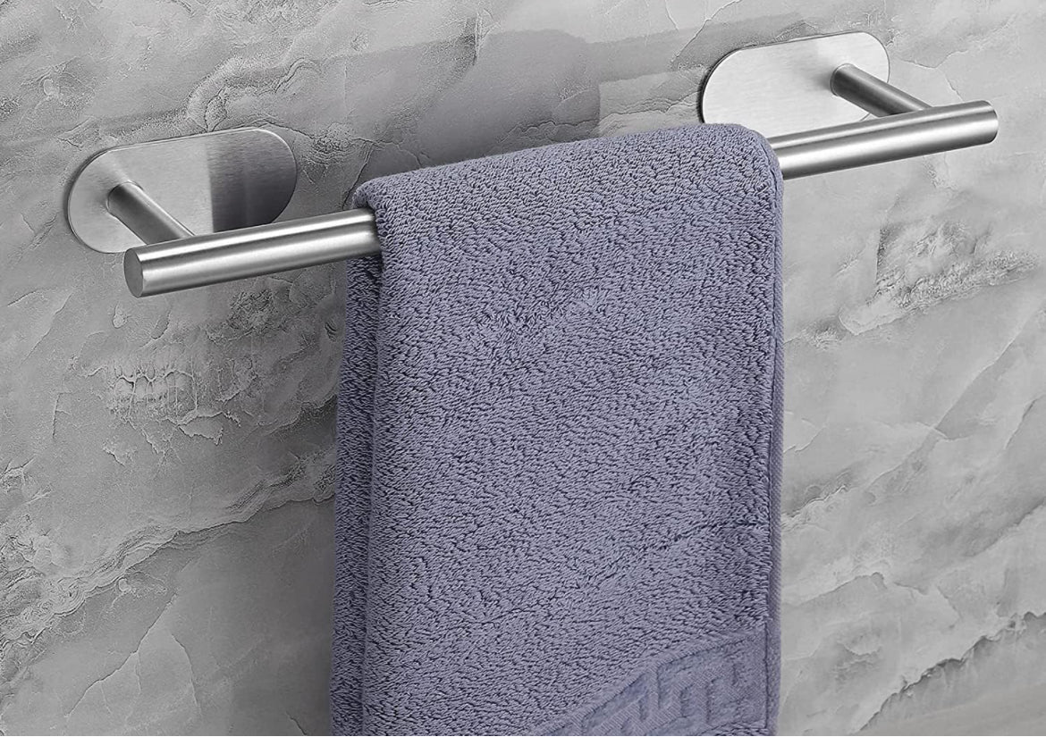 Towel Bar, Bath Towel Bar Rack SS304 Stainless Steel Wall Mount Bathroom Hardware Accessory Kit No Drilling for Kitchen Washroom